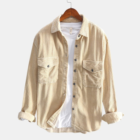 Men’s Corduroy Shirt – Long Sleeve Retro Thickened Casual Button-Down
