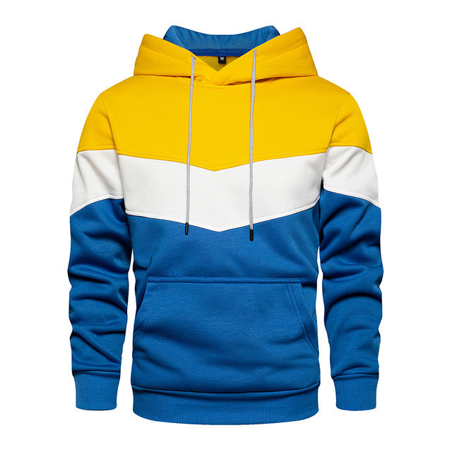 Men’s Patchwork Hoodie – Casual Hooded Sweatshirt for Everyday Streetwear