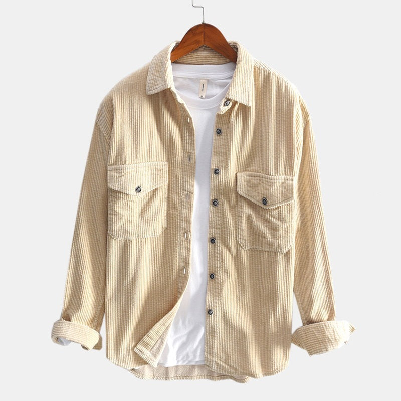 Men’s Corduroy Shirt – Long Sleeve Retro Thickened Casual Button-Down