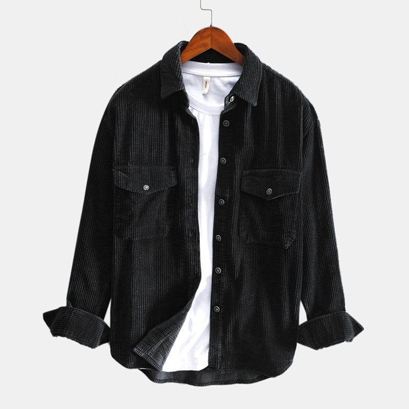 Men’s Corduroy Shirt – Long Sleeve Retro Thickened Casual Button-Down