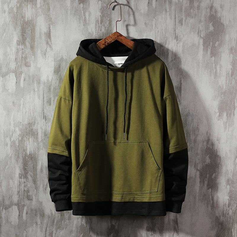 Men’s Double Layer Loose Hoodie – Two-False Hood Design Streetwear Pullover
